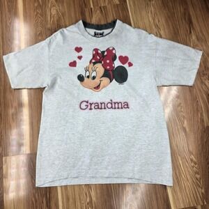Vintage Disney Minnie Mouse Shirt Womens Large Gray Grandma Made‎ USA 90s